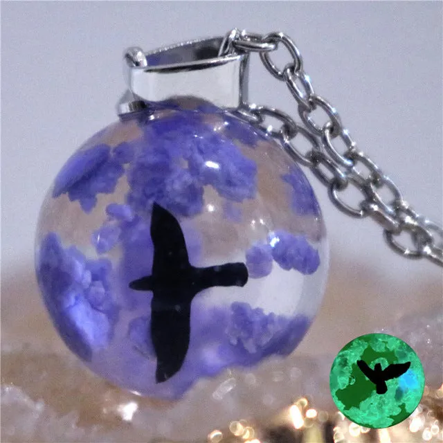 Chic Transparent Resin Rould Ball Moon Pendant Necklace