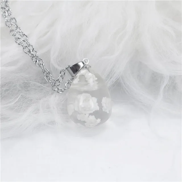 Chic Transparent Resin Rould Ball Moon Pendant Necklace