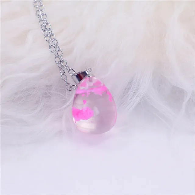 Chic Transparent Resin Rould Ball Moon Pendant Necklace