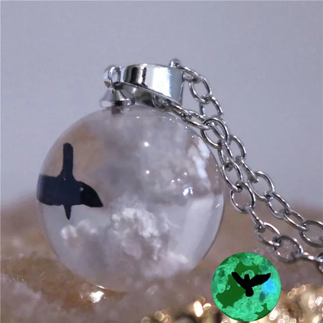 Chic Transparent Resin Rould Ball Moon Pendant Necklace