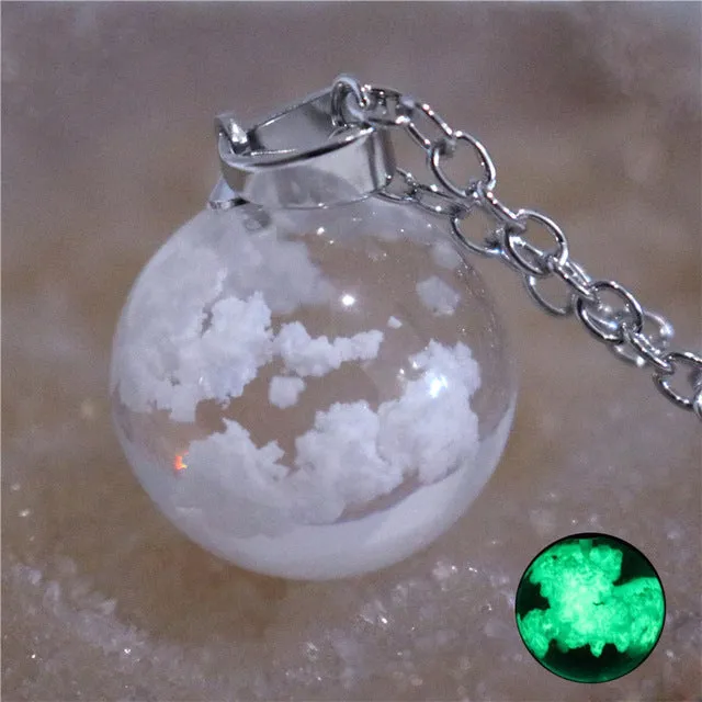 Chic Transparent Resin Rould Ball Moon Pendant Necklace