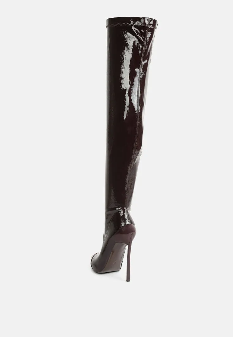 Chimes High Heel Patent Long Boots By Ruw