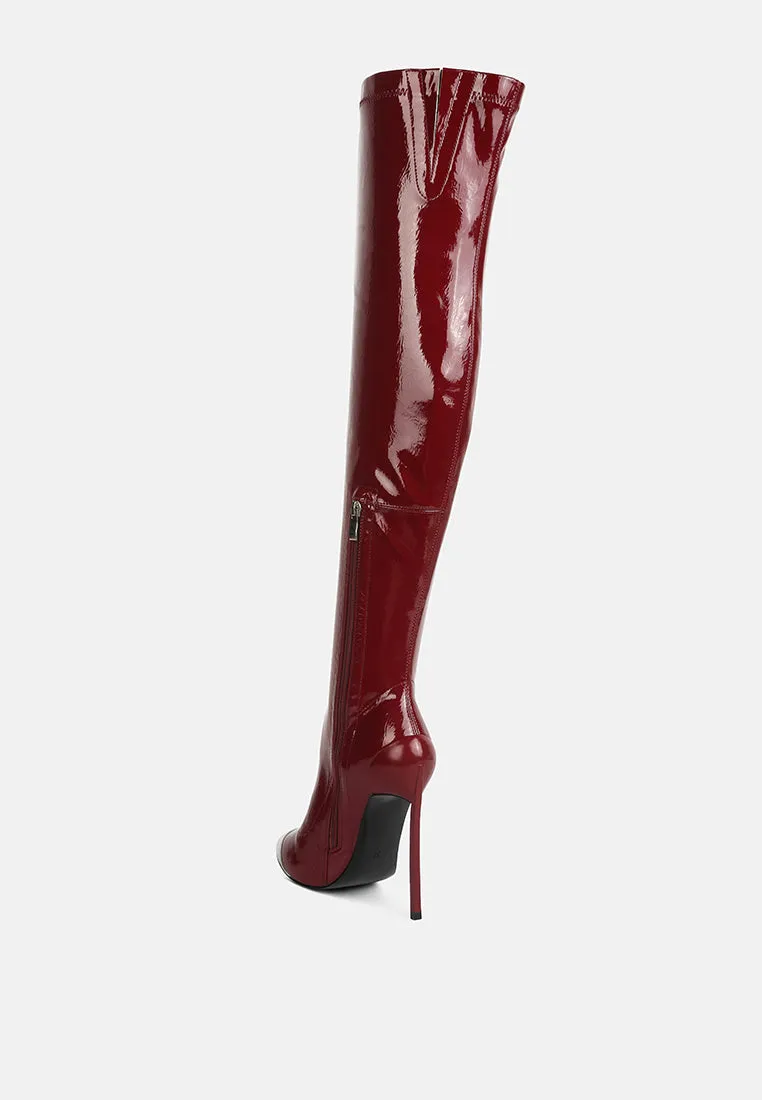 Chimes High Heel Patent Long Boots By Ruw