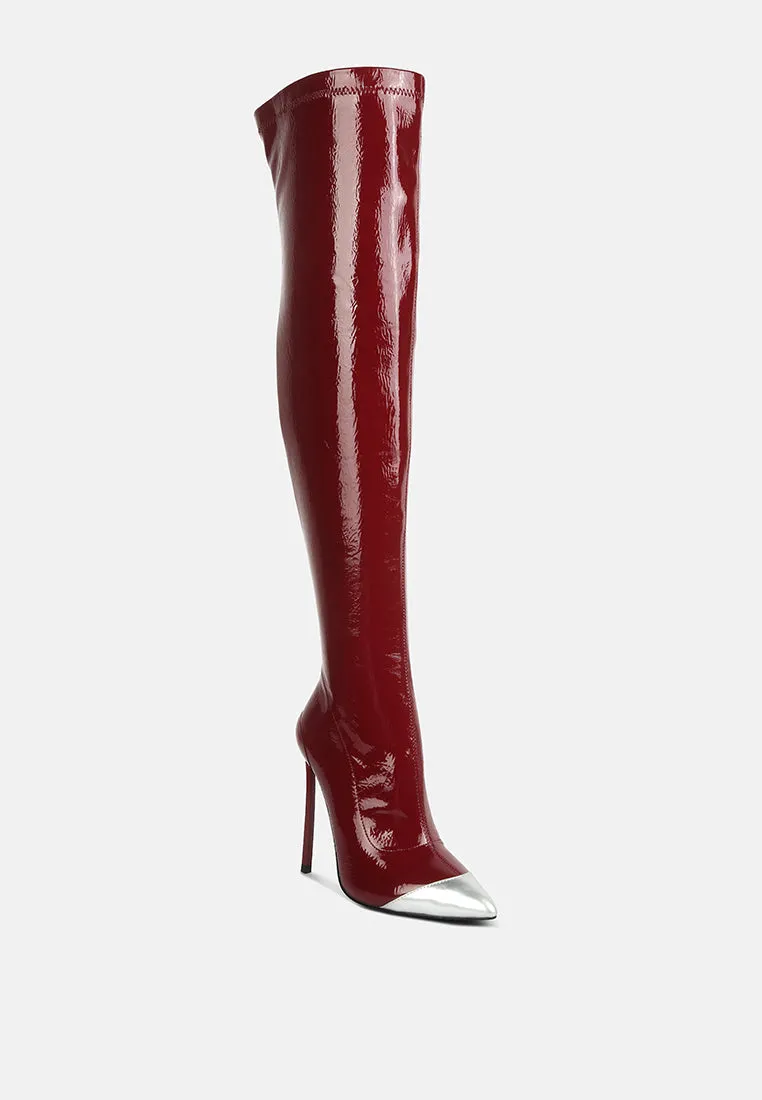 Chimes High Heel Patent Long Boots By Ruw