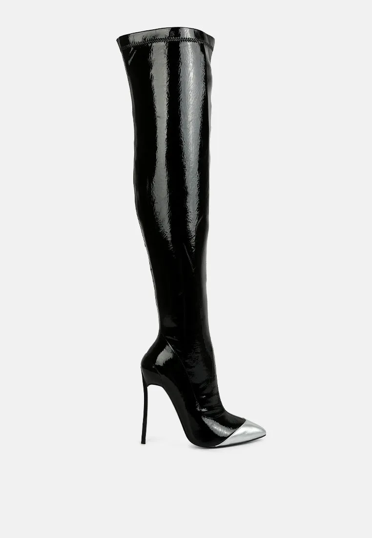 Chimes High Heel Patent Long Boots By Ruw