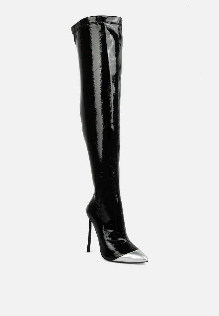 Chimes High Heel Patent Long Boots By Ruw