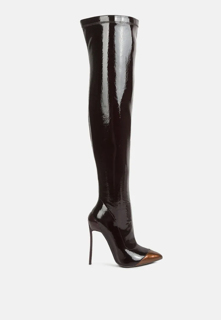 Chimes High Heel Patent Long Boots By Ruw