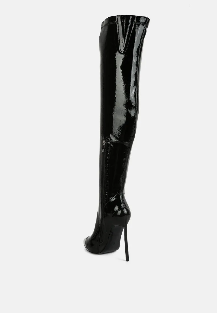 Chimes High Heel Patent Long Boots By Ruw