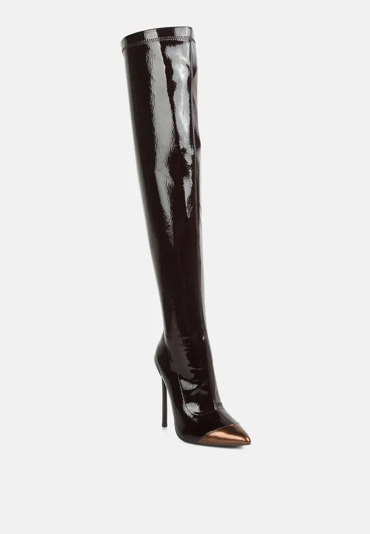 Chimes High Heel Patent Long Boots By Ruw