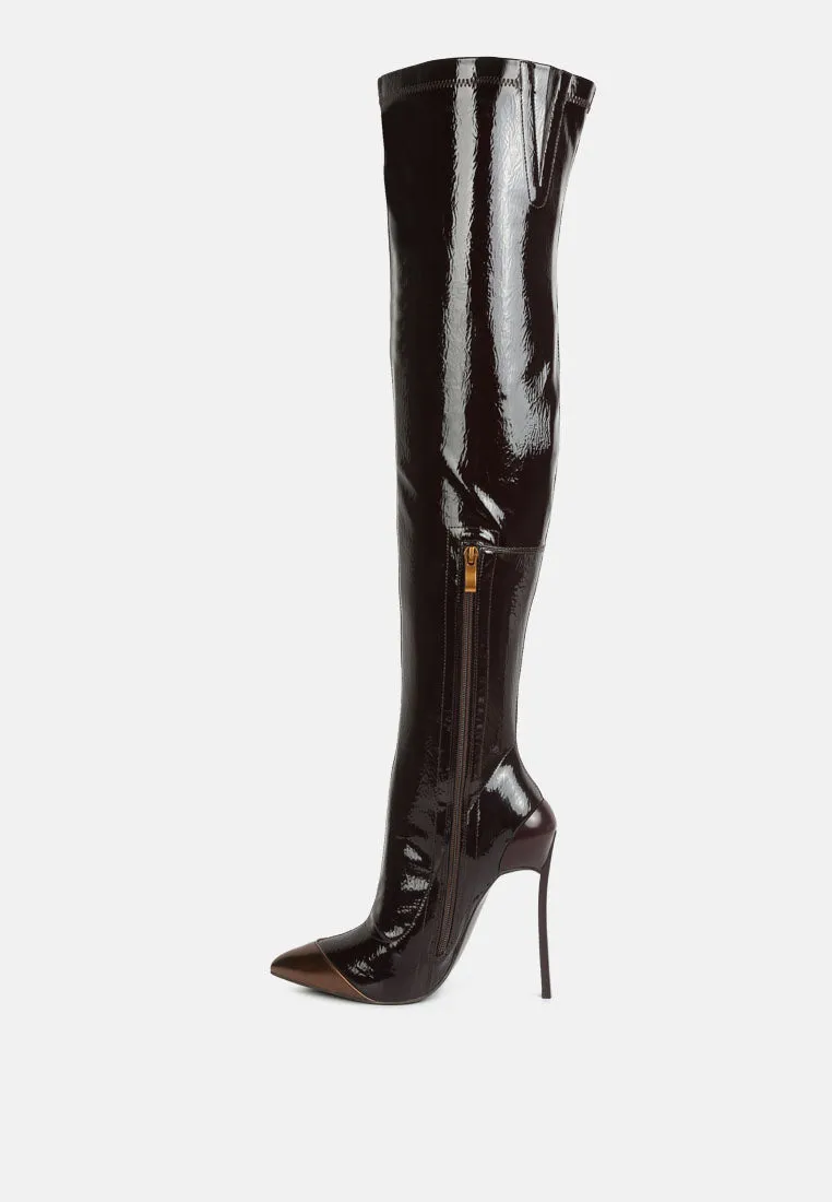 Chimes High Heel Patent Long Boots