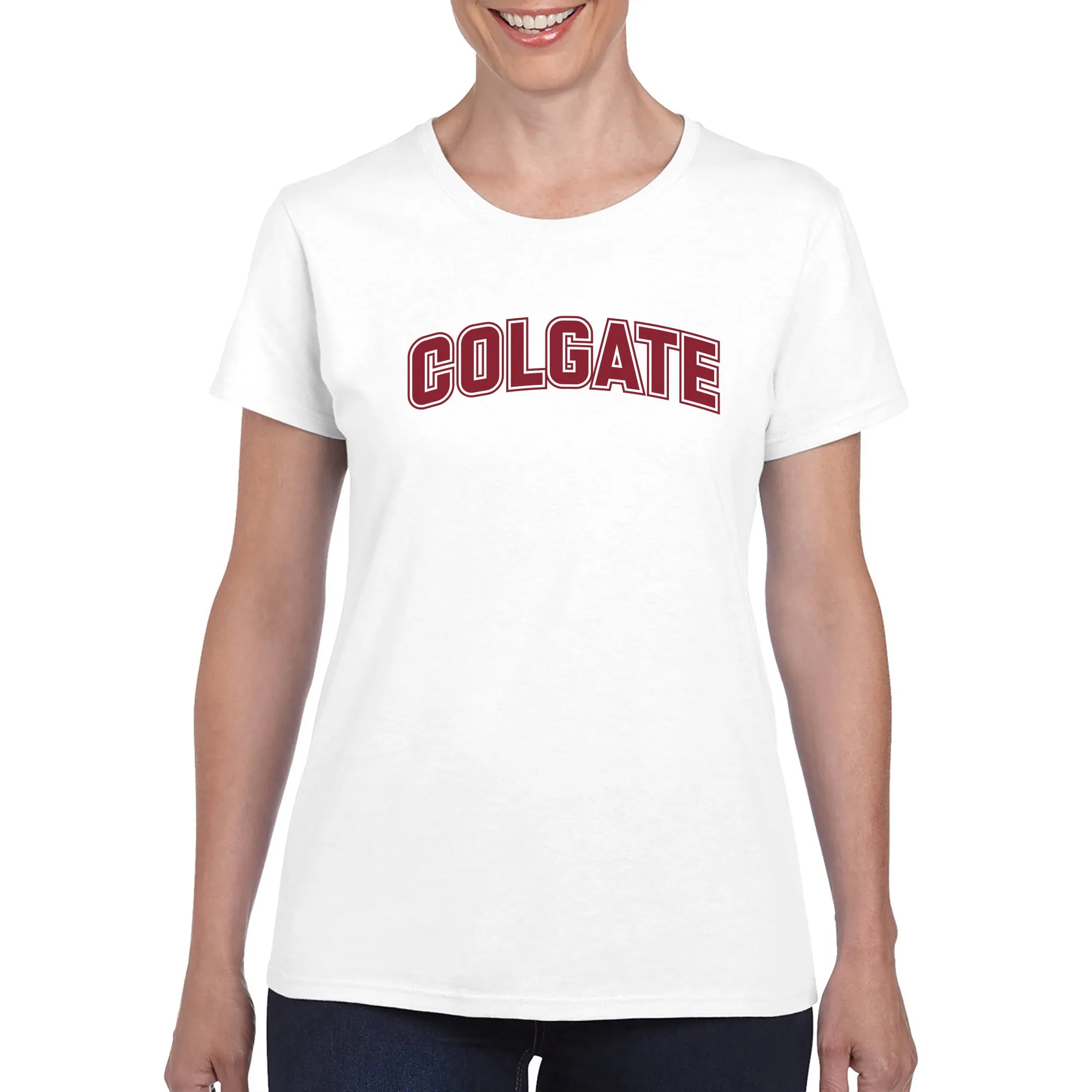 Colgate University Raiders Arch Logo Women's  Short Sleeve T Shirt - White