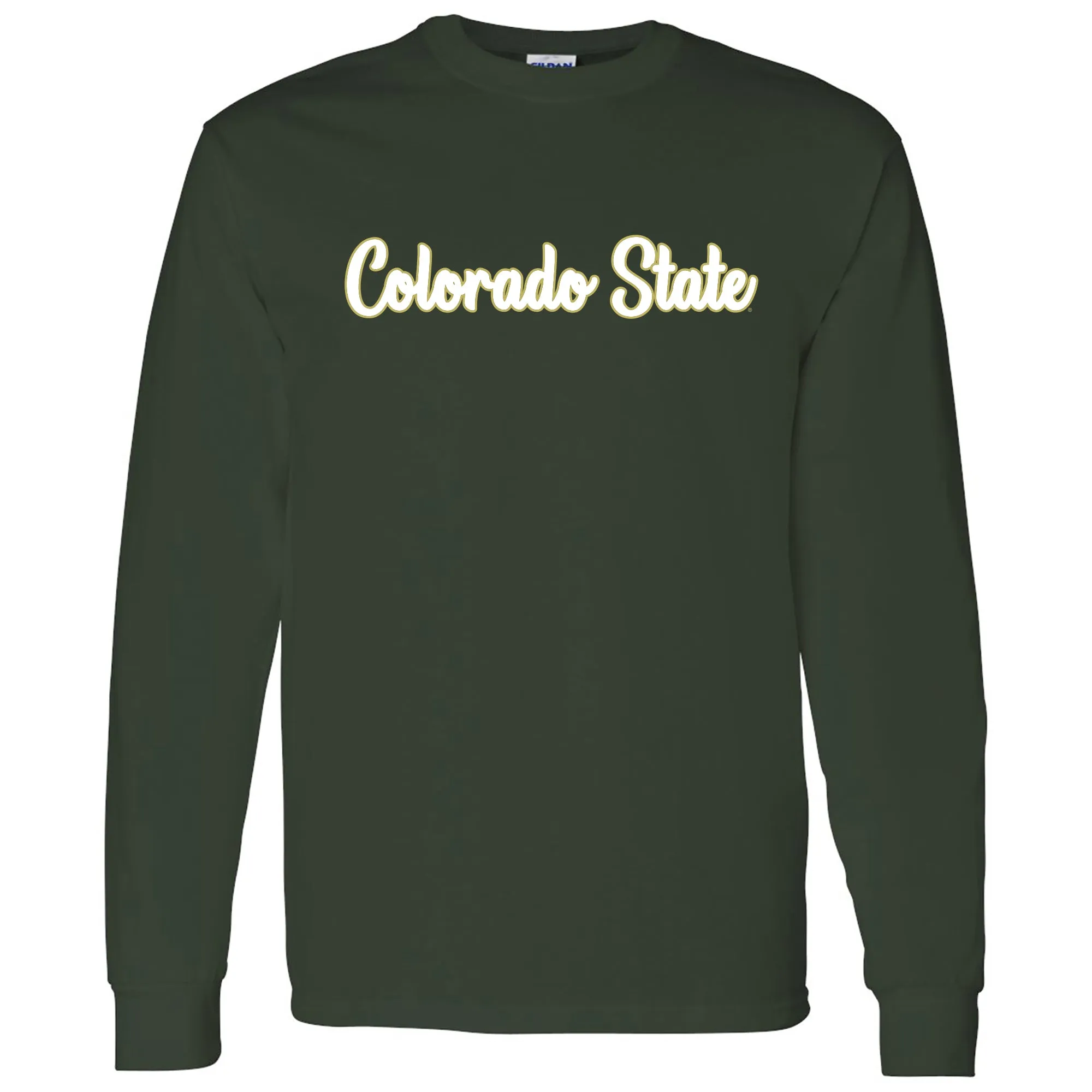 Colorado State University Rams Basic Script Cotton Long Sleeve T Shirt - Forest