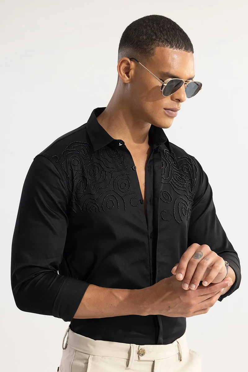 Contour Beaded Black Shirt