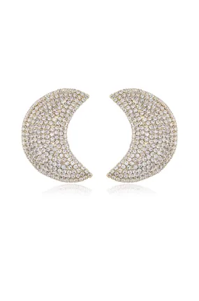 Crystal Crescent Moon Large Stud Earrings