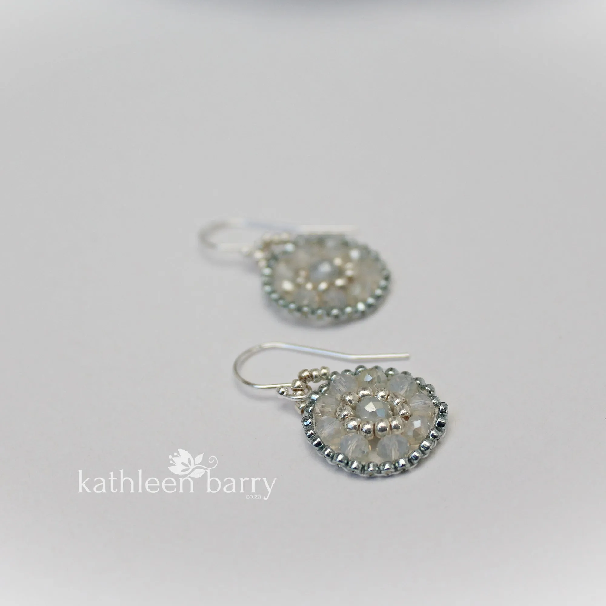 Dainty mandala earrings - seafoam and silver - Colors to order - Limited edition