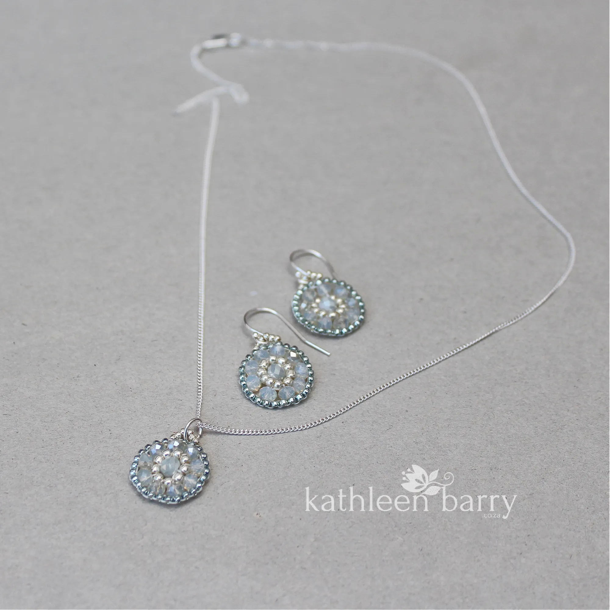 Dainty mandala earrings - seafoam and silver - Colors to order - Limited edition