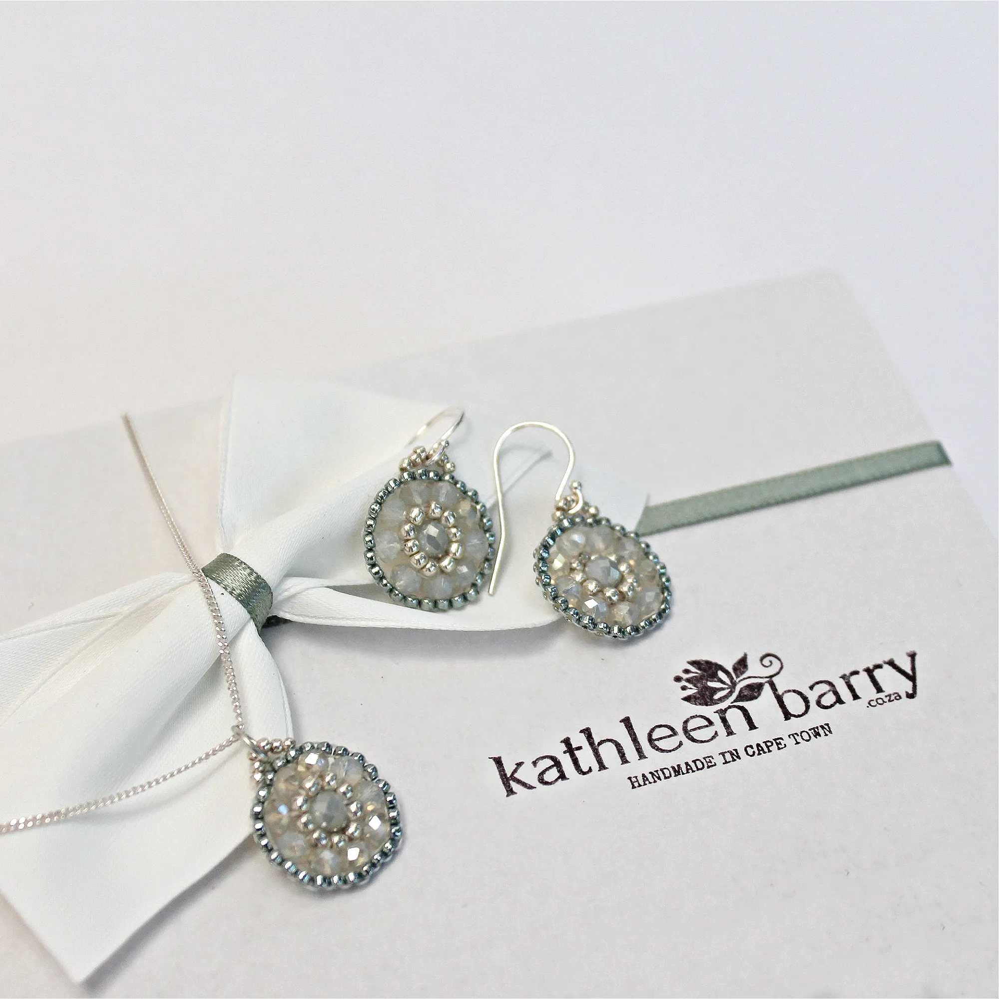 Dainty mandala earrings - seafoam and silver - Colors to order - Limited edition