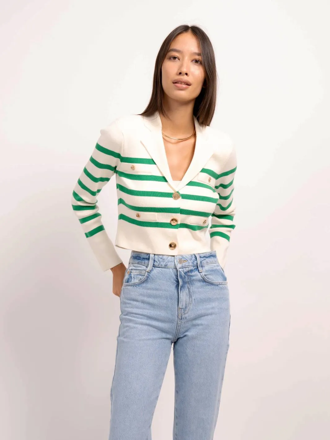 Dawson Double Breasted Button Up Cropped Blazer