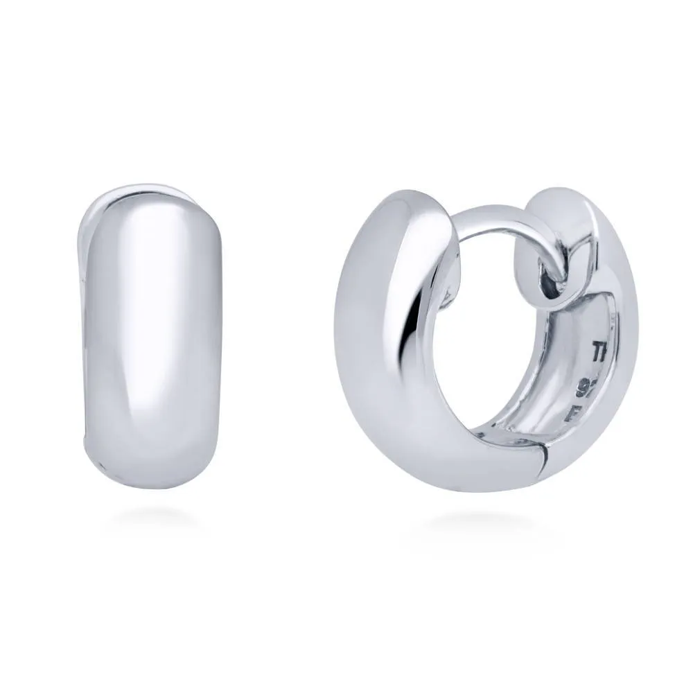 Dome Huggie Earrings in Sterling Silver, 2 Pairs