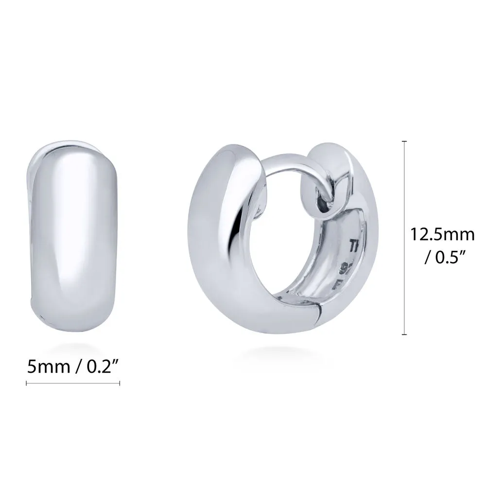 Dome Huggie Earrings in Sterling Silver, 2 Pairs