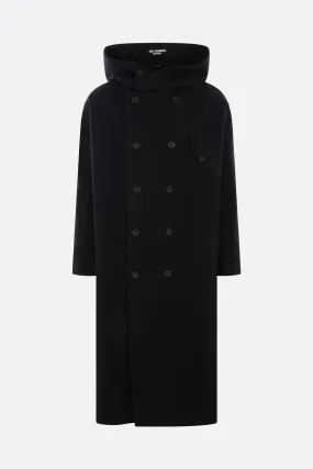 double-breasted wool coat with hood