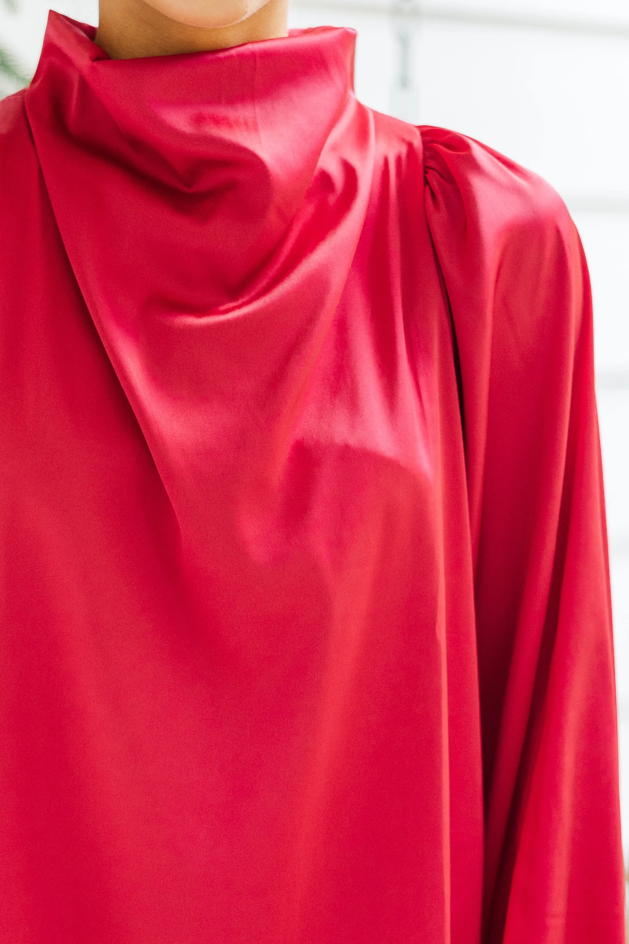 Embrace The Joy Red Satin Blouse