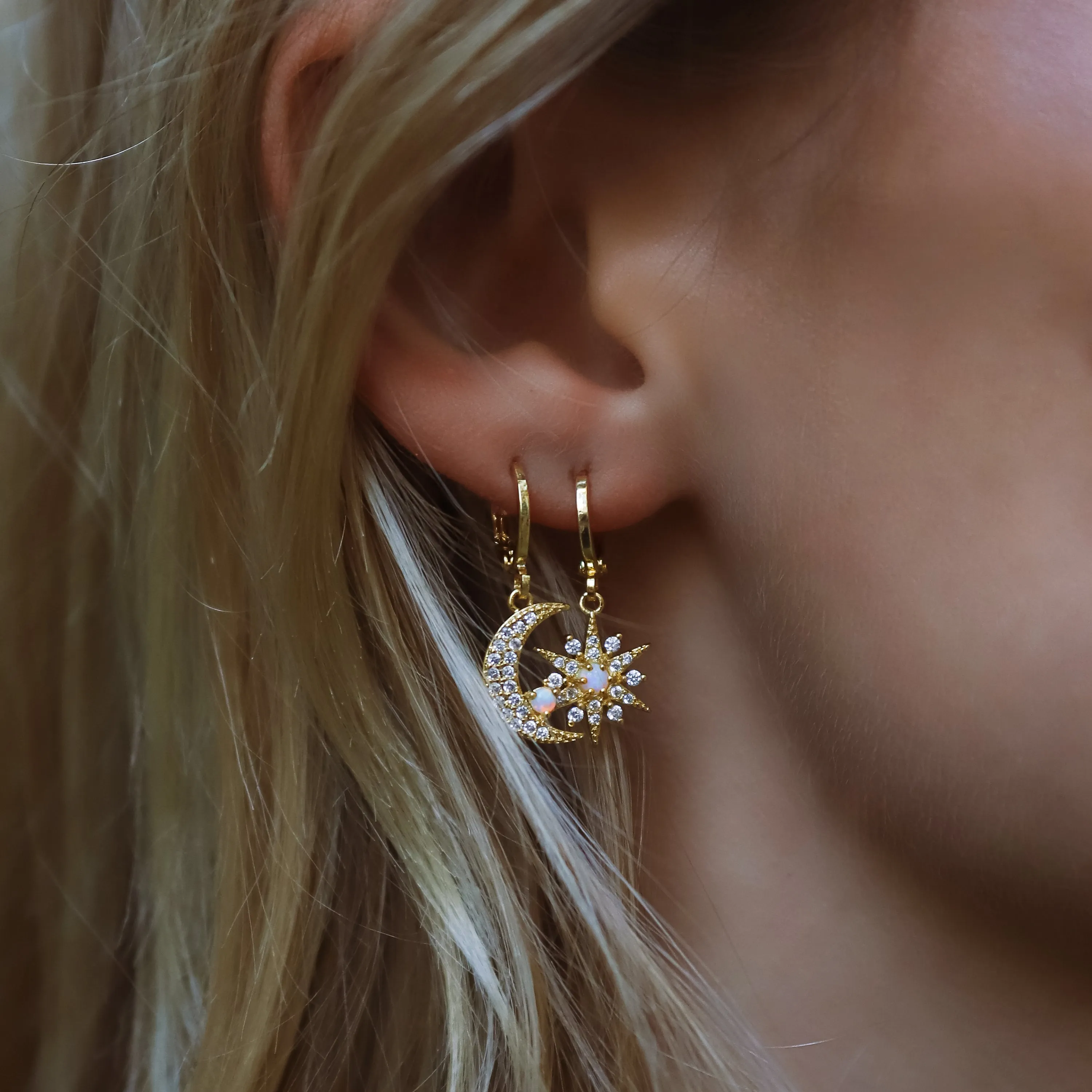 Esmae Moon & Star Earrings | 14K Gold Plated