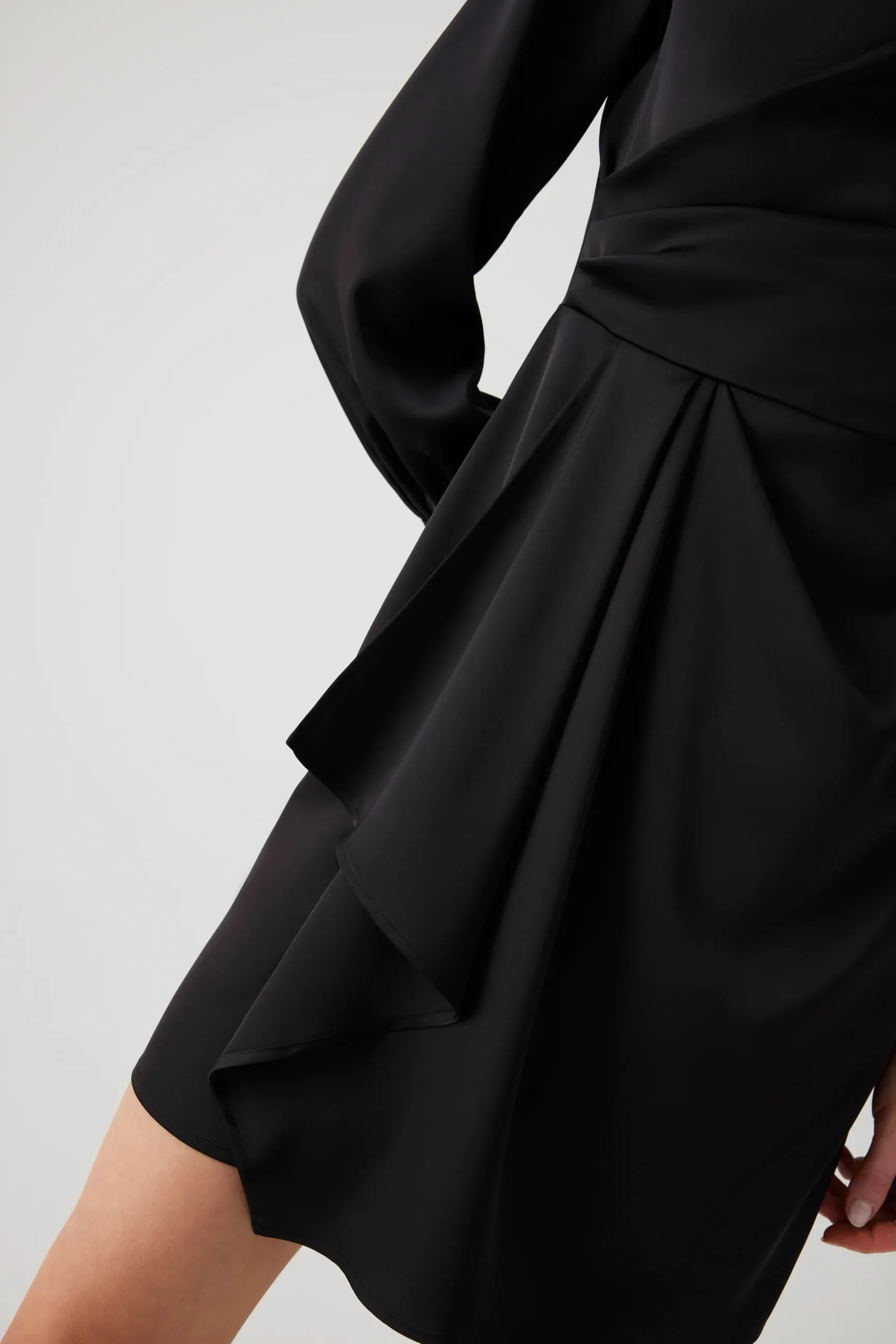 Exquise Ariadne Black Draped Mini Shirt Dress