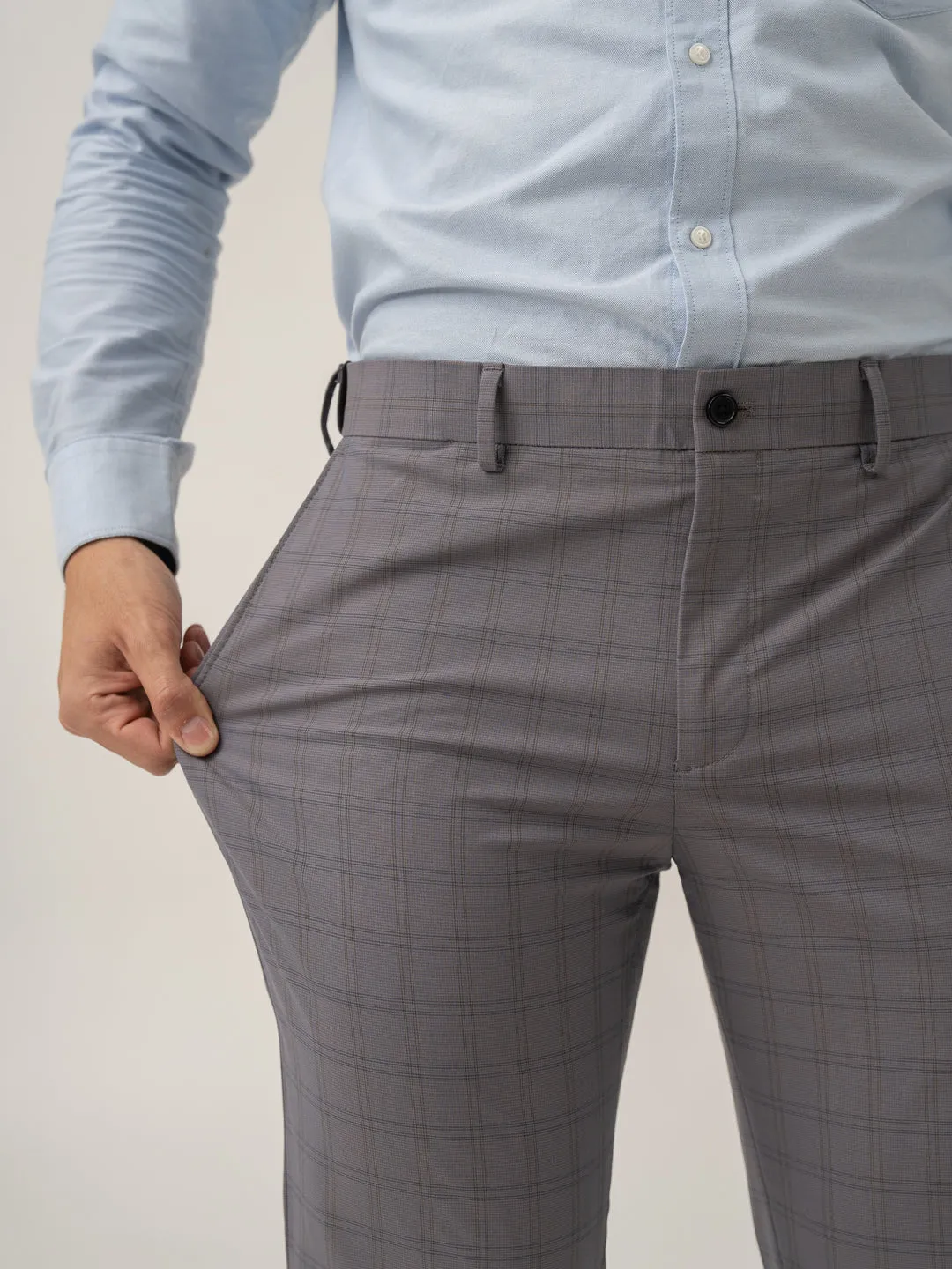 Falcon Grey Checks Formal Pants