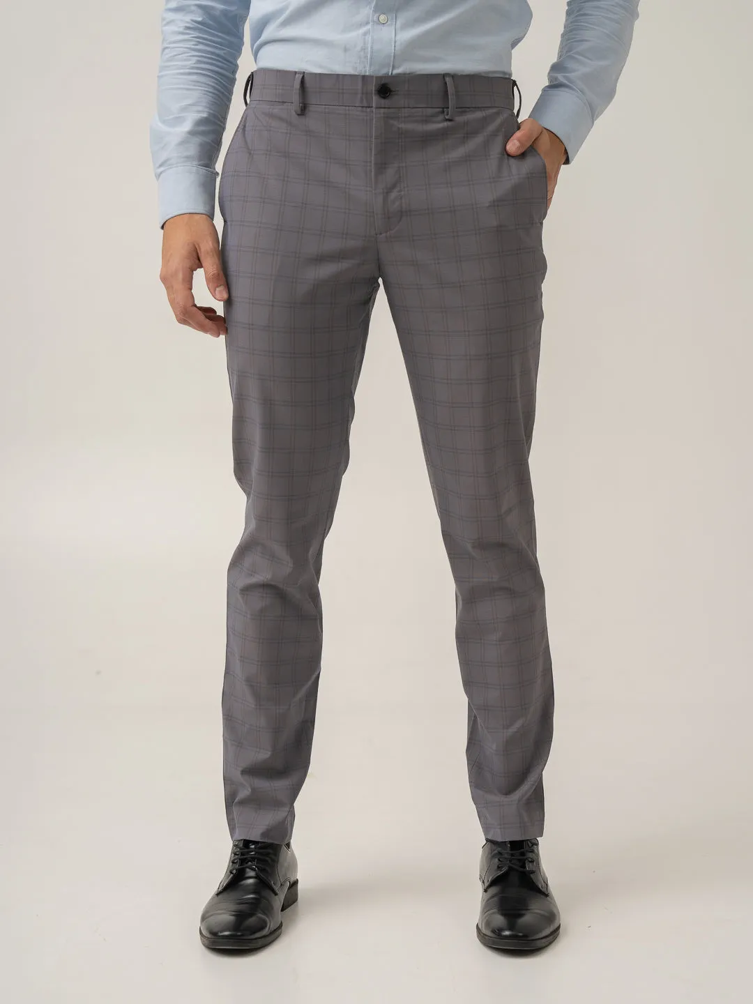 Falcon Grey Checks Formal Pants