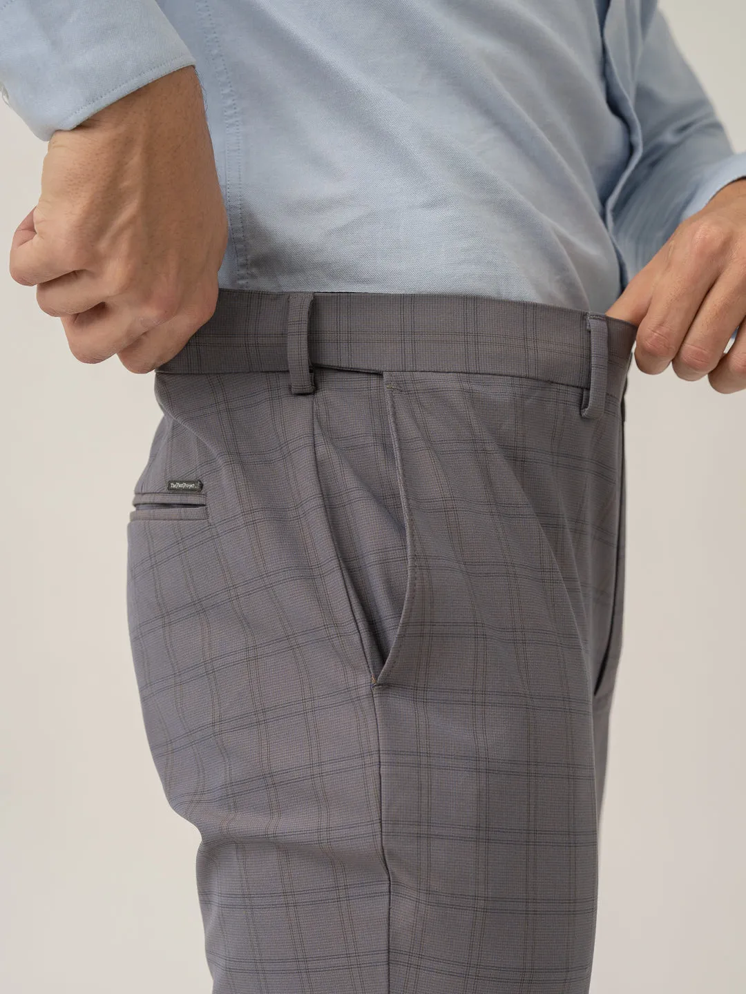 Falcon Grey Checks Formal Pants