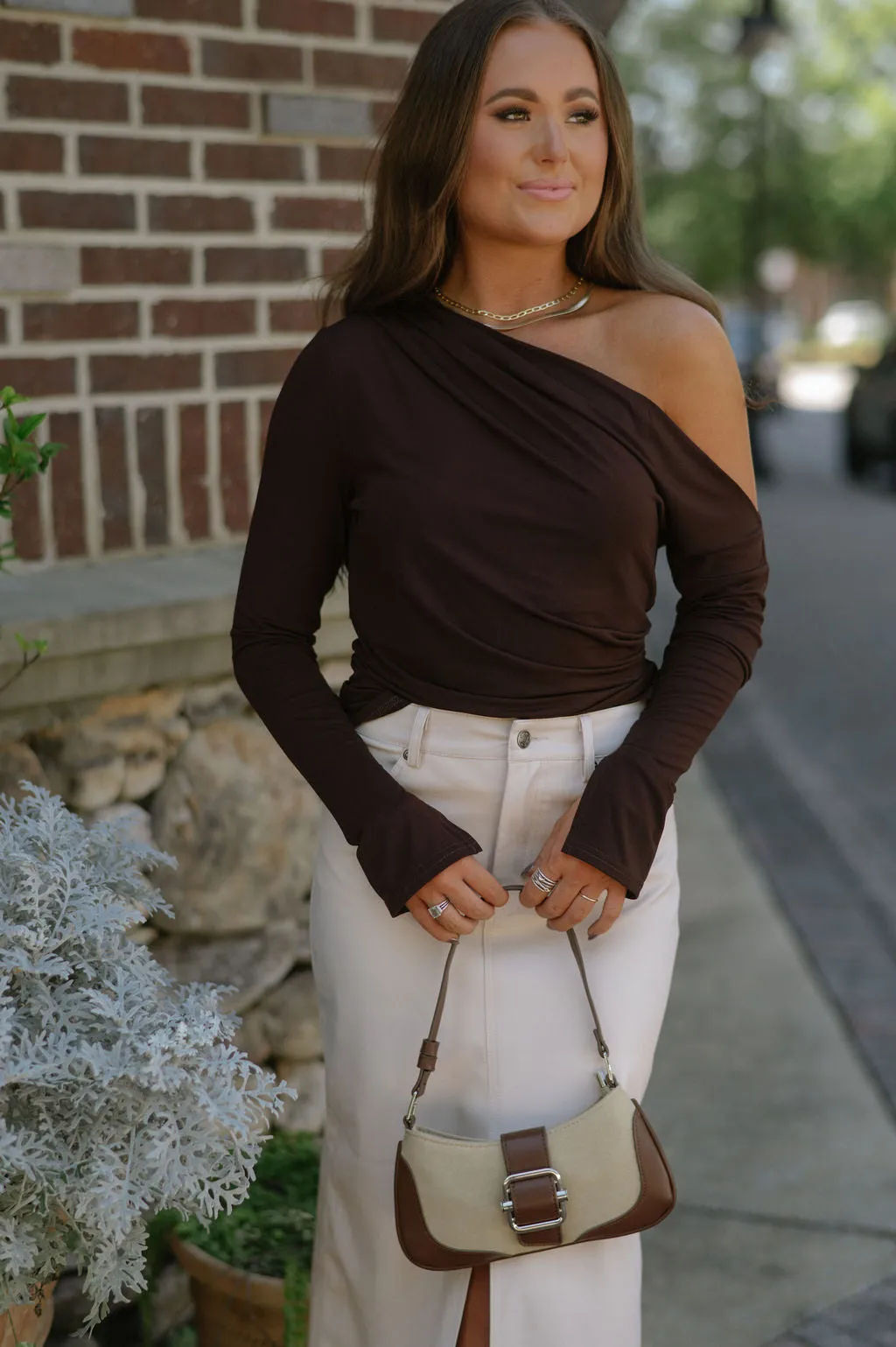 Fara Draped Top- Dark Chocolate