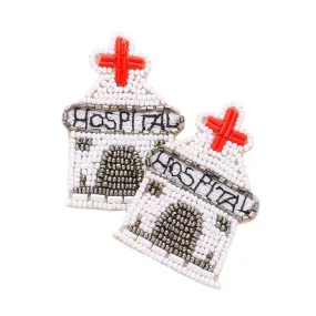 Felt Back Seed Beaded Hospital Dangle Earrings