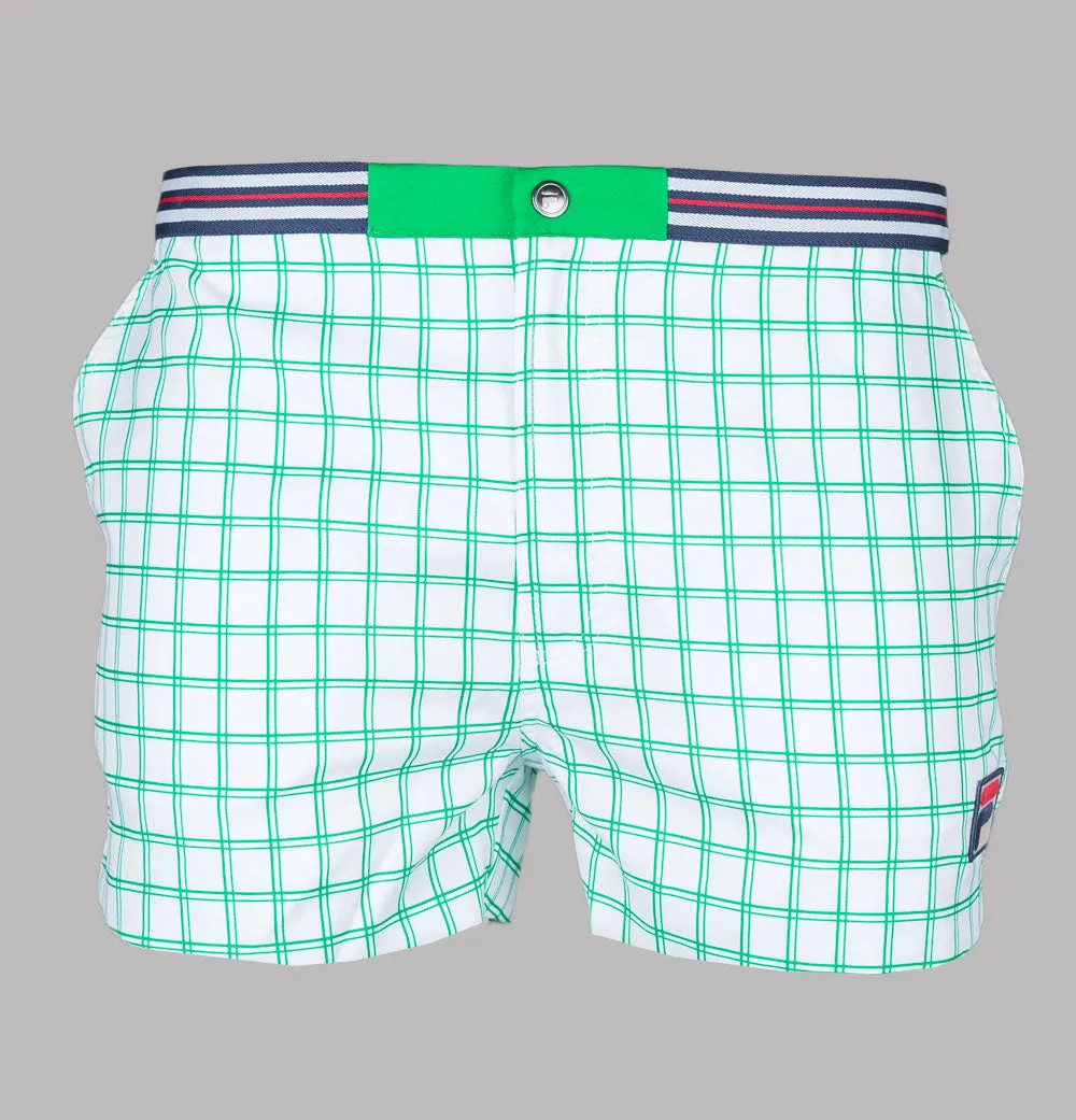 Fila Vintage Brookes Check Shorts White/Jelly Bean Green