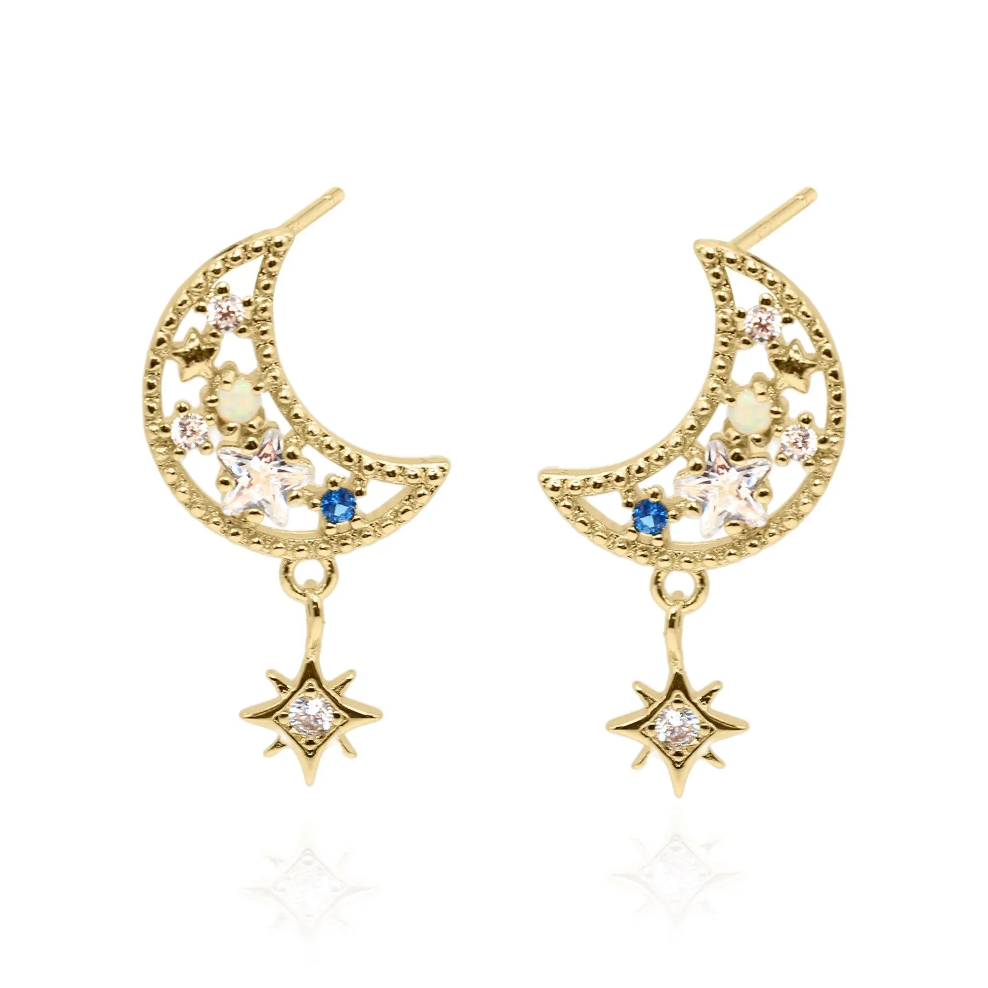 Fleur Moon Earrings | 18K Gold Plated