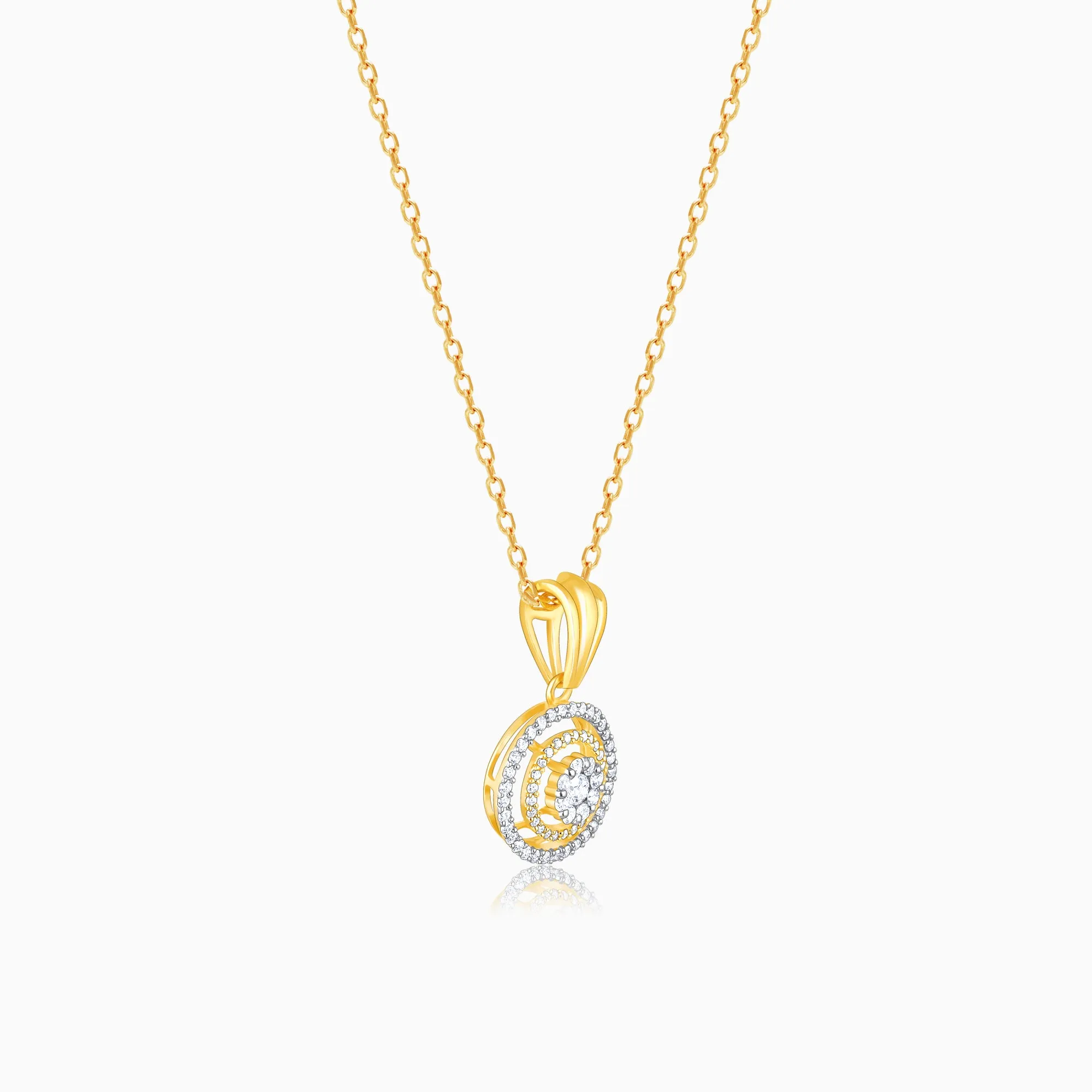 Gold Enchanting Moon Diamond Pendant