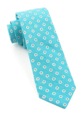 Half Moon Floral Turquoise Tie