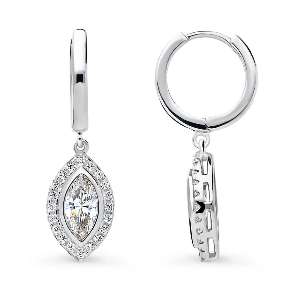 Halo Marquise CZ Earrings in Sterling Silver