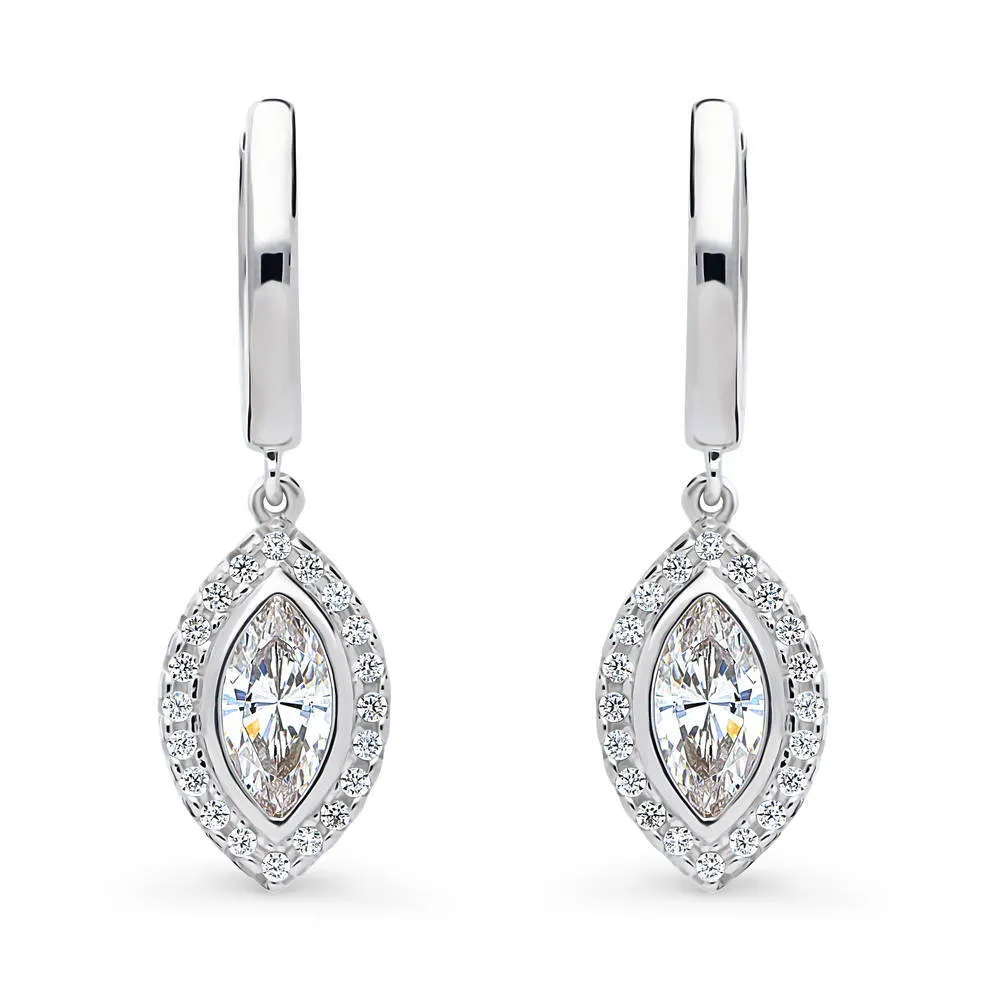 Halo Marquise CZ Earrings in Sterling Silver