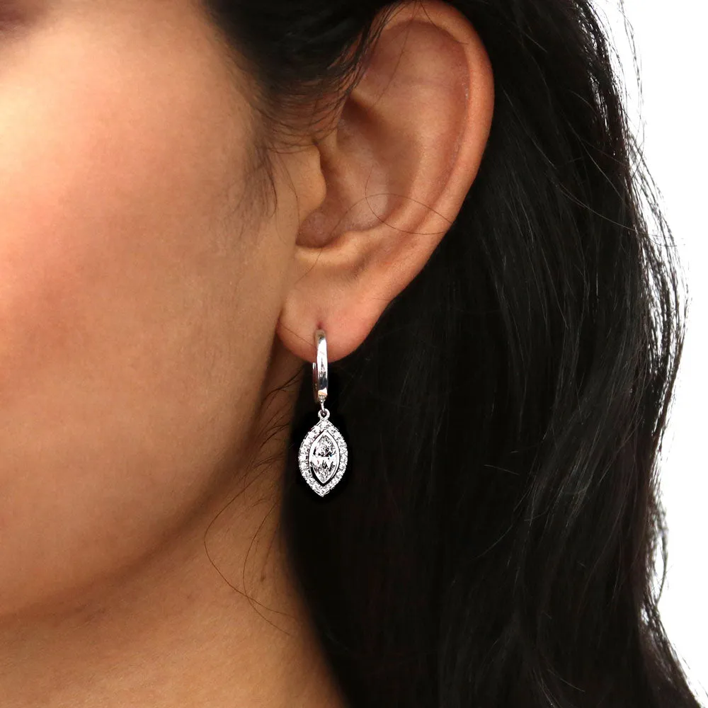 Halo Marquise CZ Earrings in Sterling Silver