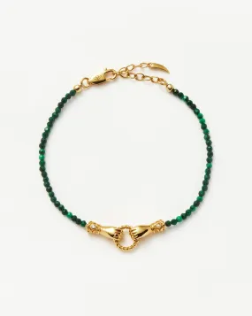 Harris Reed In Good Hands Mini Beaded Gemstone Bracelet | 18k Gold Plated/Malachite