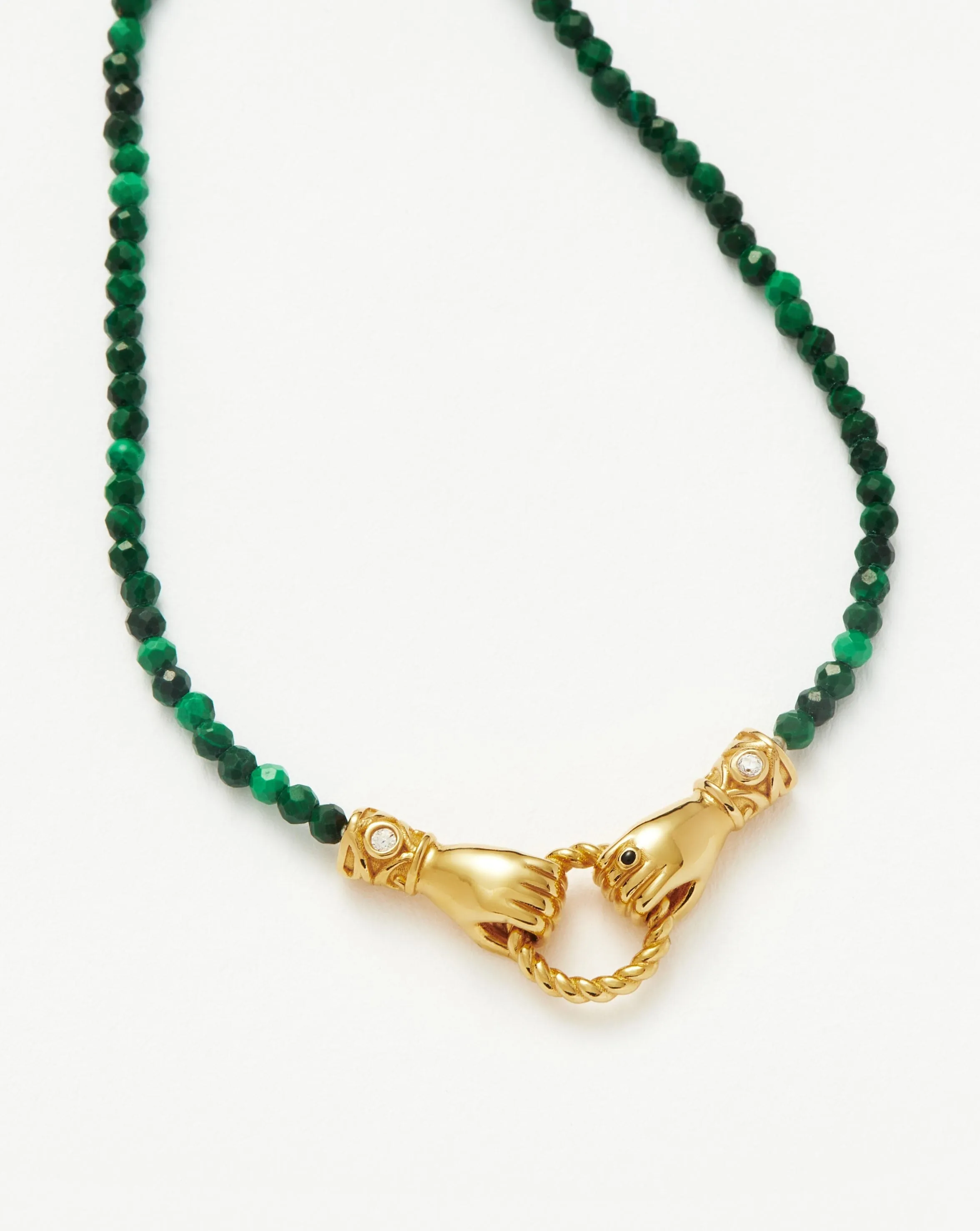 Harris Reed In Good Hands Mini Beaded Gemstone Bracelet | 18k Gold Plated/Malachite