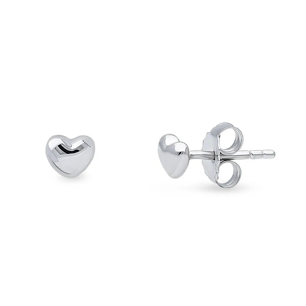 Heart Stud Earrings in Sterling Silver