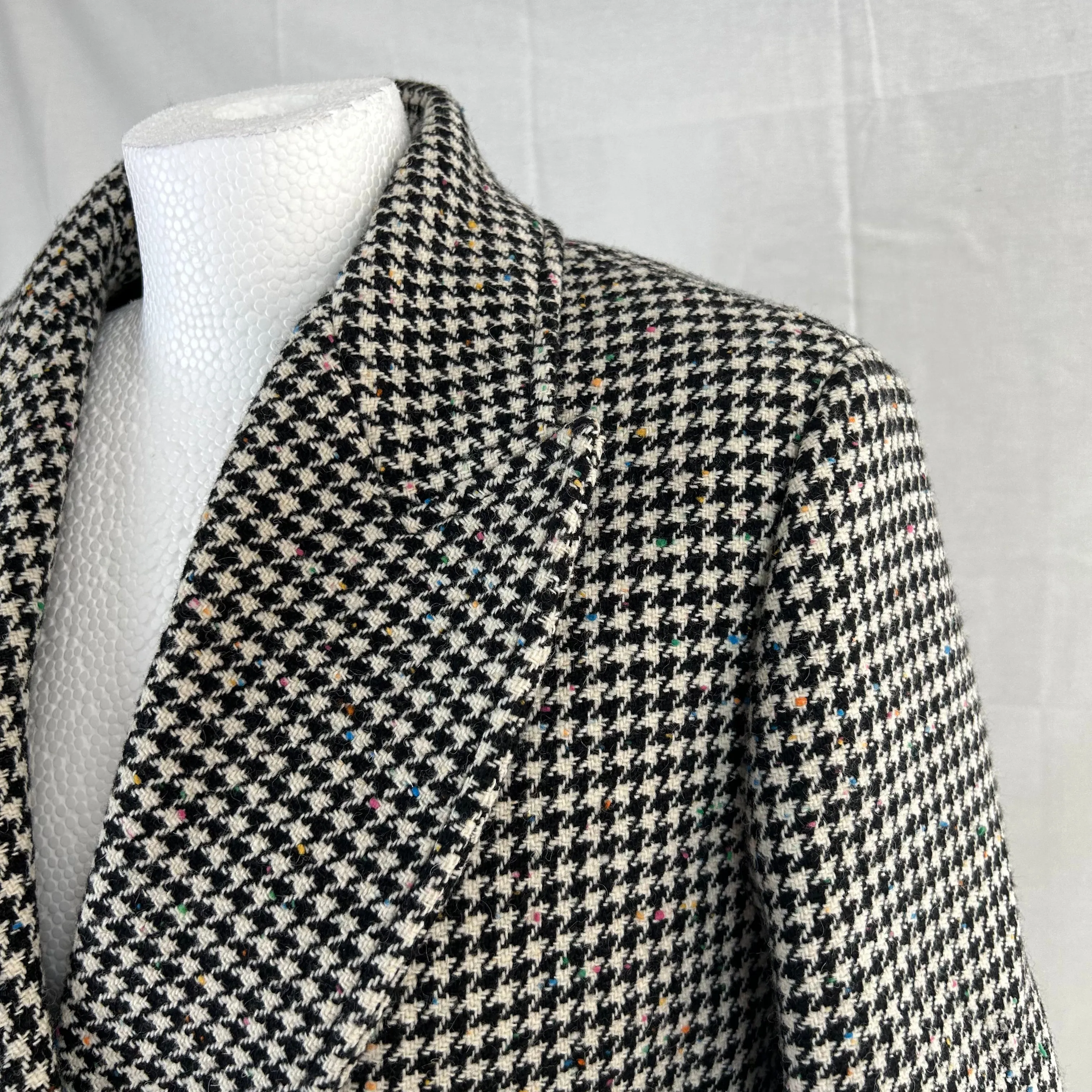 Joseph £895 Black & White Smart Dogtooth Arlon Wool Coat L