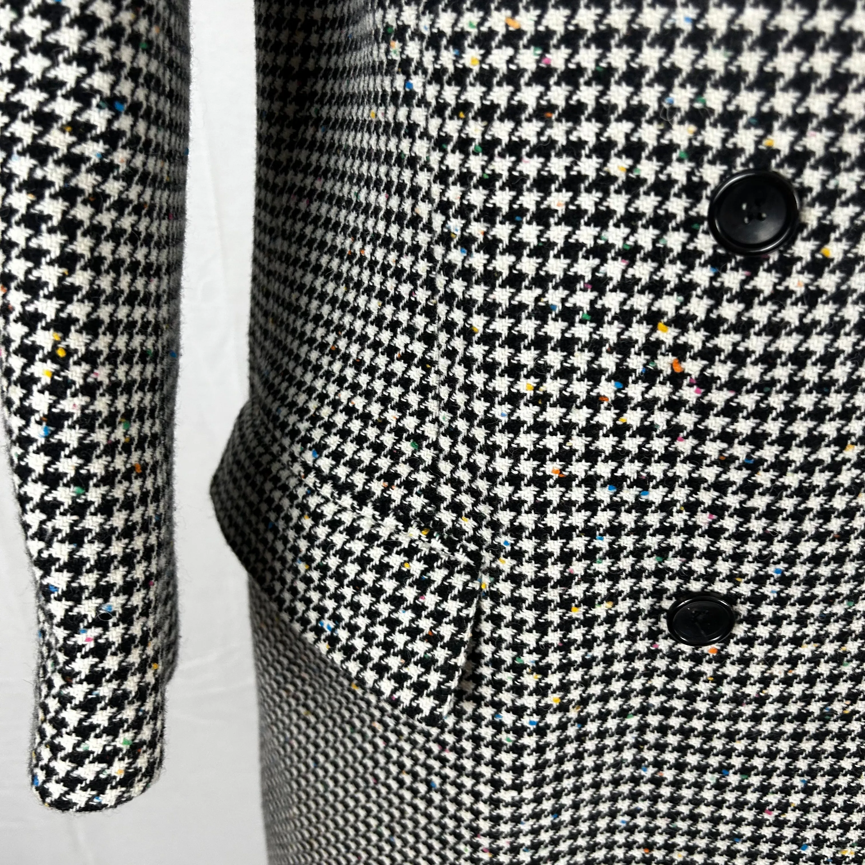 Joseph £895 Black & White Smart Dogtooth Arlon Wool Coat L