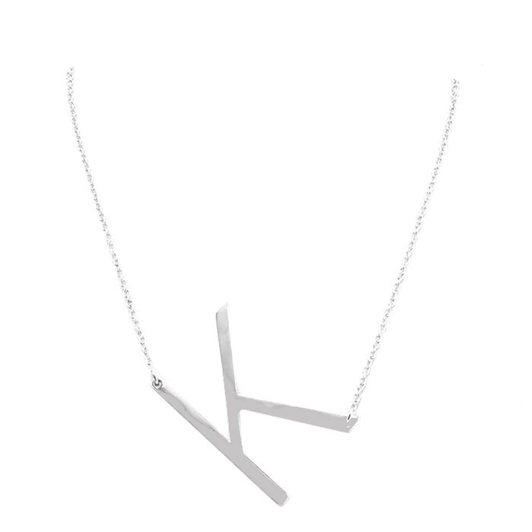 K Monogram Metal Pendant Necklace