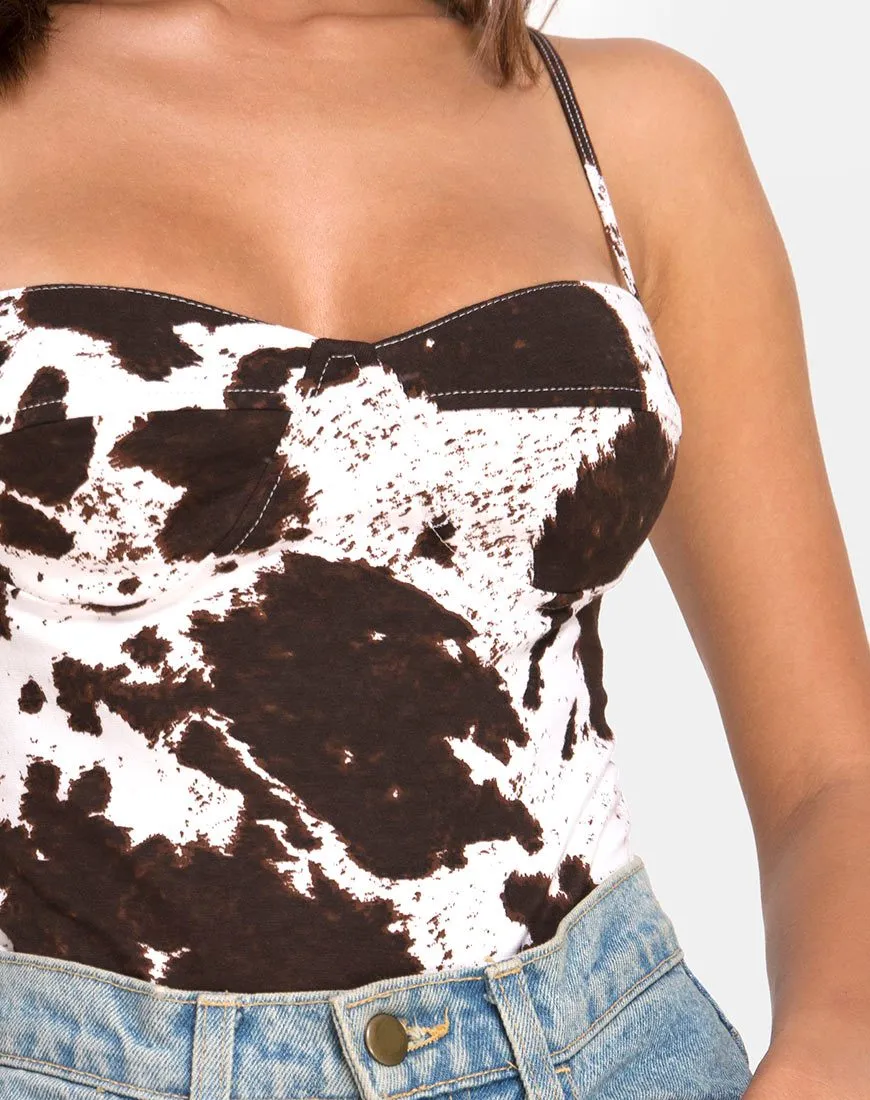 Lanti Bodice in Cow Hide Brown and White