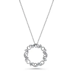 Leaf Filigree CZ Necklace in Sterling Silver