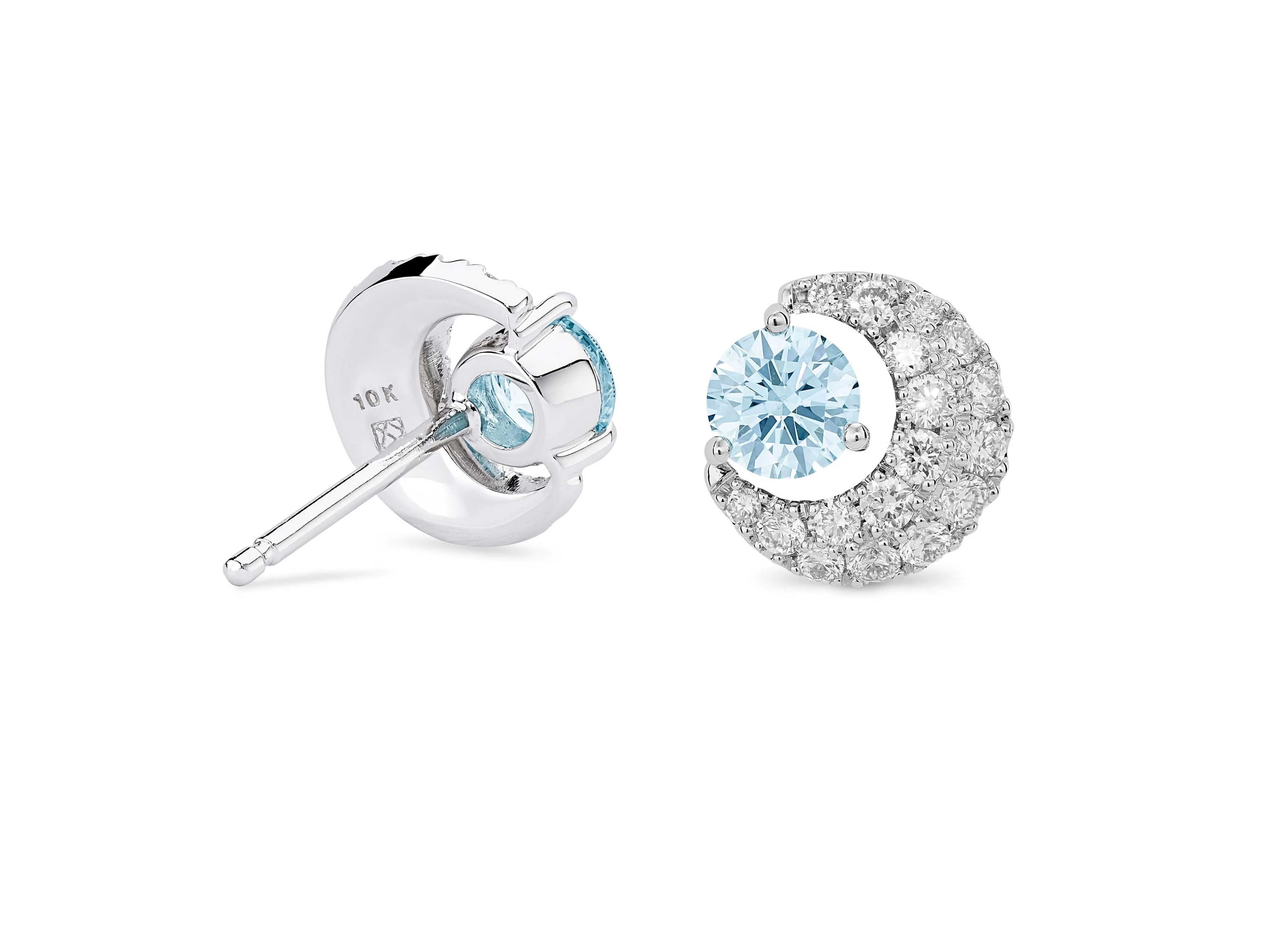 LIGHTBOX Lab-Grown Blue Diamond 1ct twt Blue Moon Earrings