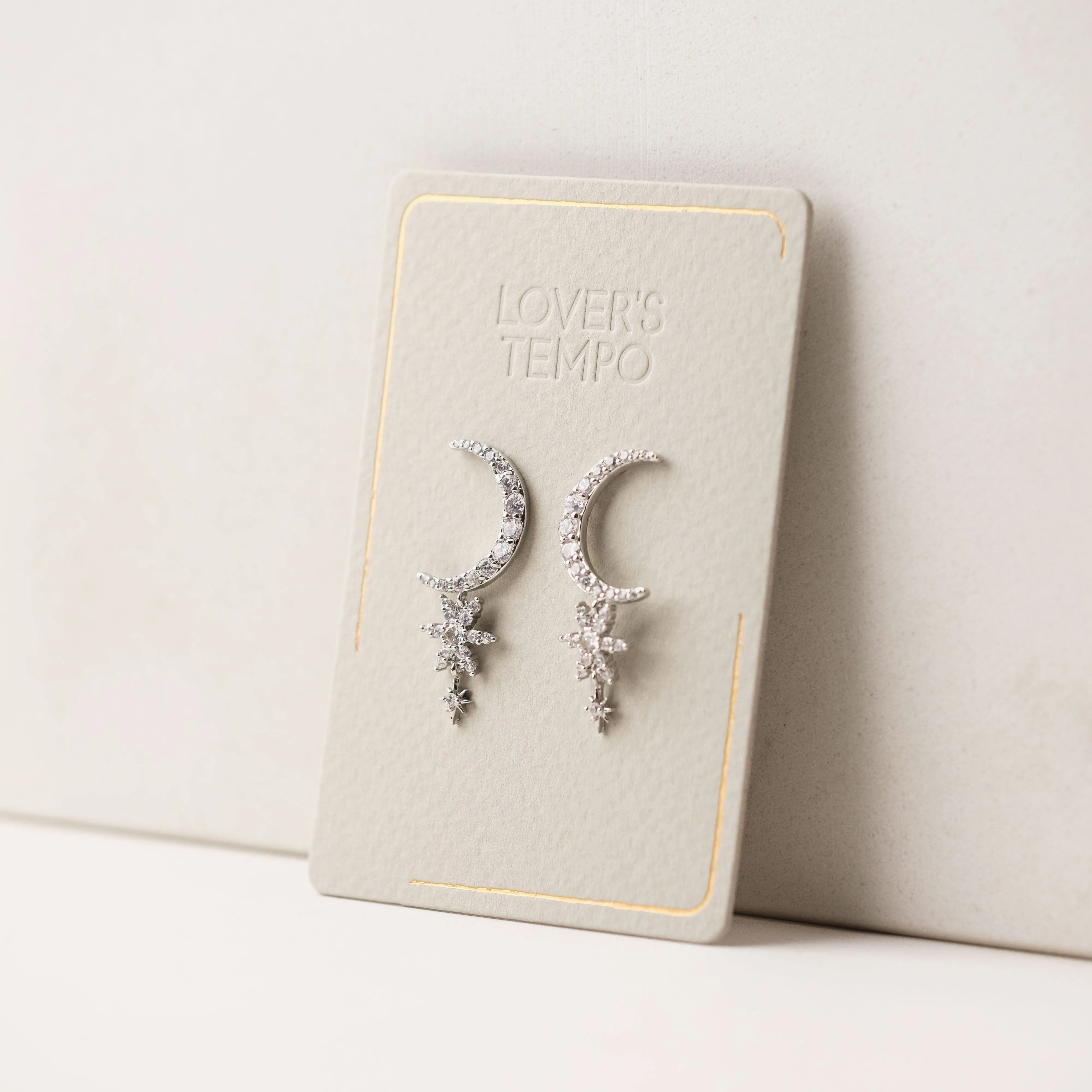 Lune Moon Drop Earrings Silver